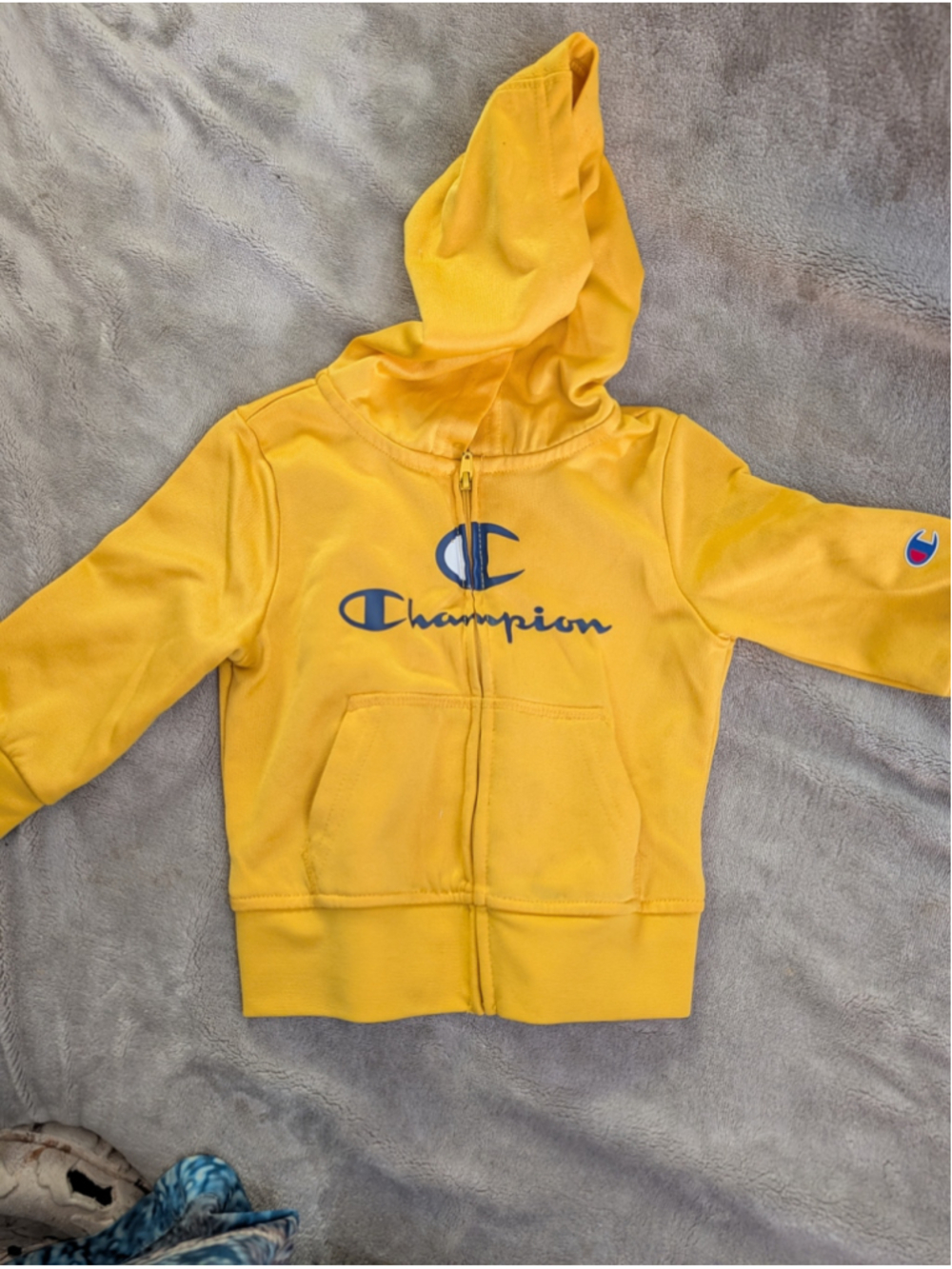 Champion Toddler Boys Zip Hoodie Jacket 18M Yellow Logo Full Zip